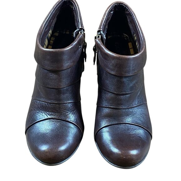 Connie Boots Women's Colleen Side Zip Ankle Bootie Leather Heels 7M Brown #329C - Picture 6 of 9